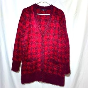Isaac Mizrahi Live! Houndstooth Fuzzy Cardigan